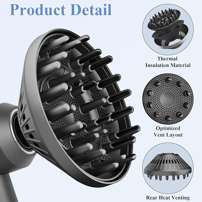 6-Inch Diffuser Attachment for Dyson Hair Dryers, Curl-Enhancing Large Diffuser Compatible with Dyson Supersonic Hair Dryer Attachment, Faster Drying Defines Curls for Waves Curls Coils Hair