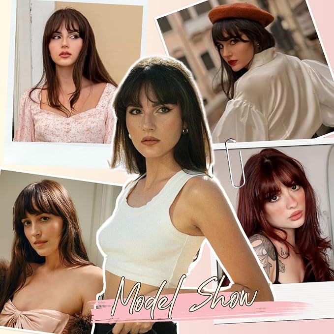Clip in Bangs, Synthetic Wispy Bangs Hair Clip, Bleach Blonde Fake Bangs Fringe with Temples Hairpieces for Women Natural Curved Hair Extensions for Daily Wear