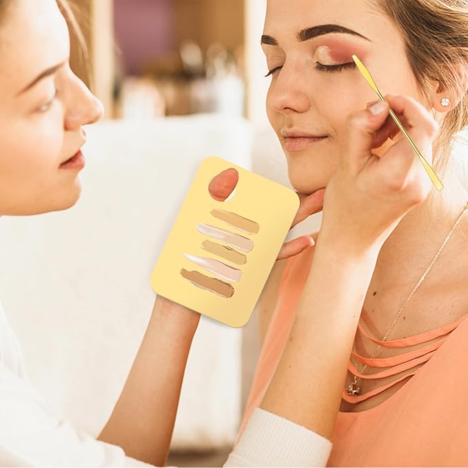 6 in 2 Sets Makeup Mixing Palette, Gold Acrylic Cosmetic Palette with Korean Makeup Spatula Tool for Mixing Foundation Eye Shadow Lipsticks Nail Art