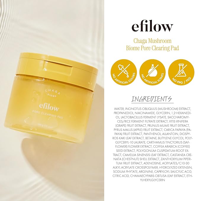 Chaga Mushroom Biome Pore Clearing Pad 70 Sheets | Pore-Smoothing Facial Cleansing Pads