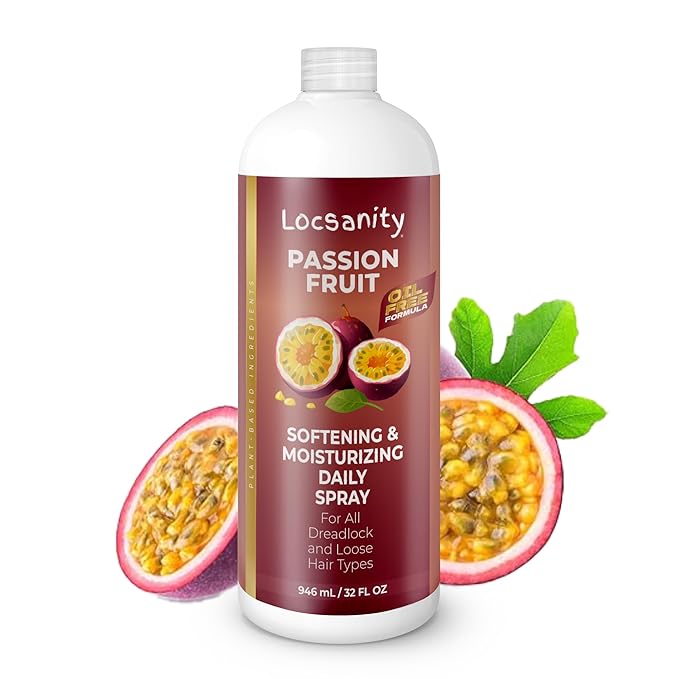 Locsanity Daily Moisturizing Spray for Dull, Dry Locs - Jumbo Size Passion Fruit Hair and Scalp Moisturizer for Dreadlocks, Sisterlocks, Microlocks, Braids to Control Oil and Frizz Passionfruit