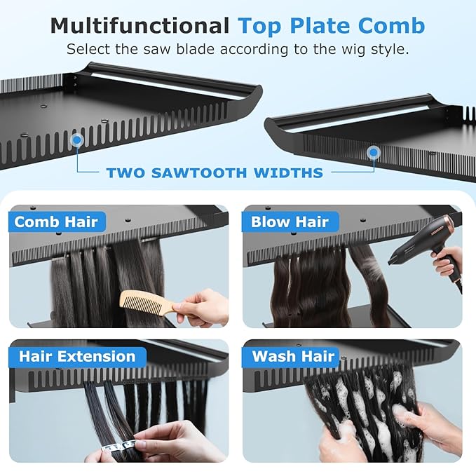 Hairstylist Tray on Wheels, Rolling Salon Tray with Holder and Hair Separator Stand, Salon Trolley Adjustable Tray With Storage Platform Dye Bowls and Tools for Hair Stylist