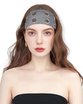 Grommet Headband for Women, Dark Gray 23cm Hollow Out Elastic Hair Band, Eyelets Punk Grunge Stylish Hairband