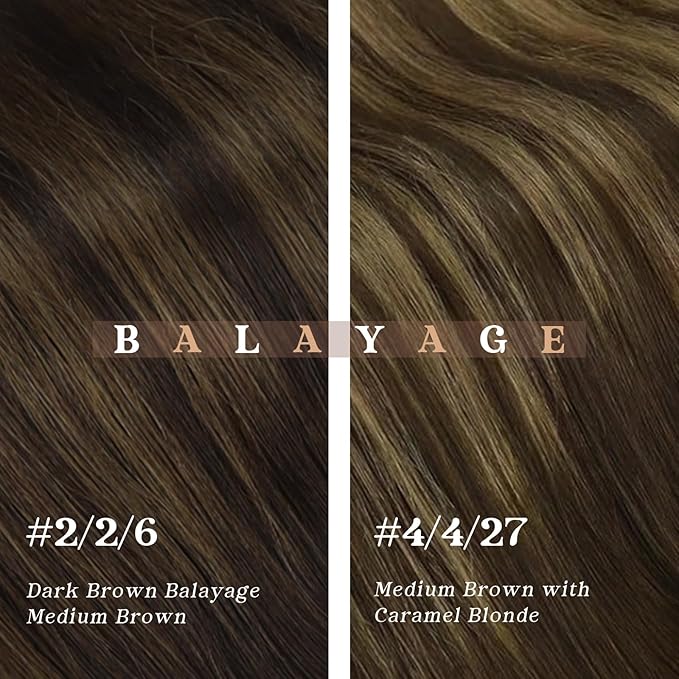 Ve Sunny Clip in Hair Extensions Real Human Hair Balayage Clip in Human Hair Extensions Ombre Brown with Blonde Clip on Extensions for Women Long Straight Hair 24inch 120g 7Pcs