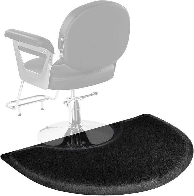VEVOR Salon Mat for Hair Stylist, 3 x 4 FT Semi-Circle Salon Chair Mat, 1/2-inch Thickened Anti Fatigue Barber Shop Floor Mat with Round Cut Out, Easy-to-Clean PVC Surface & Anti-Trip Beveled Edges
