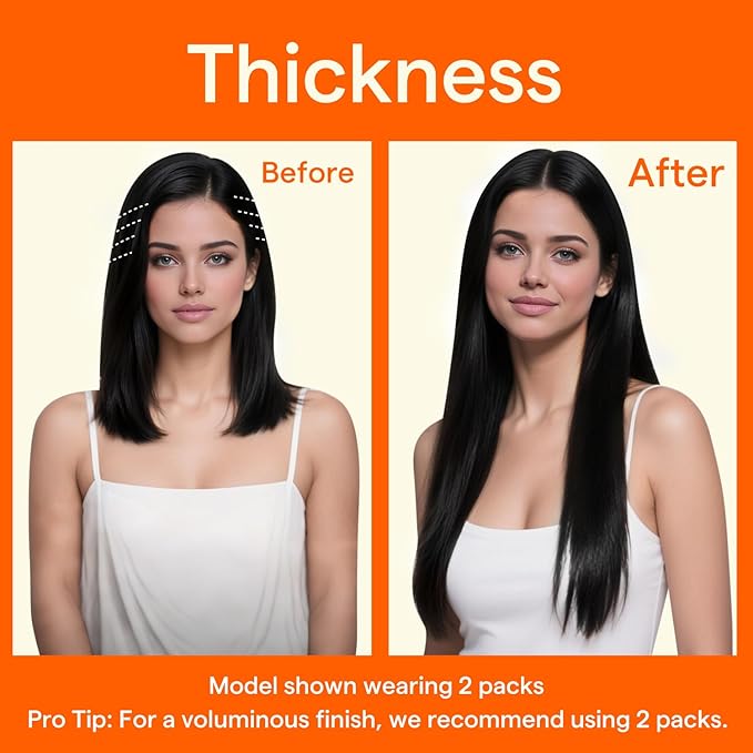 Full Shine Seamless Clip in Hair Extensions Human Hair, Color 2 Jet Black Thinning Hair Extensions Invisible Hair Extensions, Straight Remy Human Hair Fill Ins 16Inch 4PCS 65g