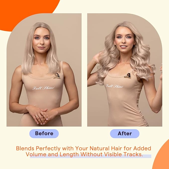 Full Shine Tape in Hair Extensions 22 Inch Color 18 Ash Blonde and 613 Blonde Seamless Skin Weft Remy Hair Extensions Real Human Hair Tape in 40PCS Invisible Natural Straight 100 Grams for Party