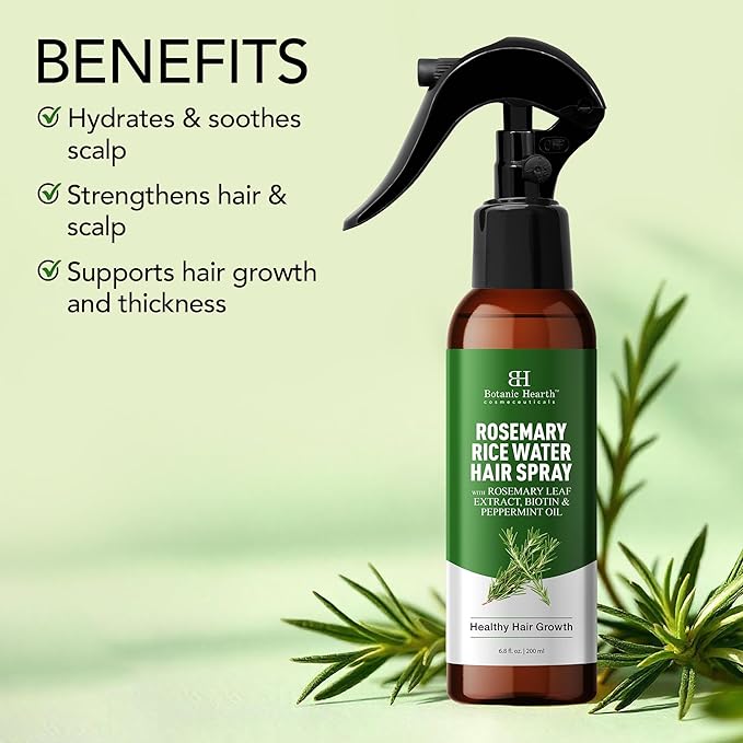 Botanic Hearth Rosemary Hair Growth Water Spray 6.8 fl oz, Korean Hair Care Oil for Scalp Detox, Hydration for Thinning Hair | Anti-Itch, Anti-Flake, Sulfate & Paraben Free