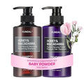 KUNDAL Korean Shampoo and Conditioner Set [Baby Powder] Salon-quality, Long Lasting Scent, Moisturizing, Sulfate-Free, Argan & Macadamia Oil, Korean Hair care, 16.9 fl oz each, Stocking Stuffers