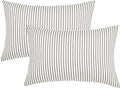 JELLYMONI 100% Natural Cotton Striped Pillowcases Set, 2 Pack White and Grey Vertical Stripes Pattern Printed Pillow Covers with Envelope Closure(Pillows are not Included)-King(20"×40")
