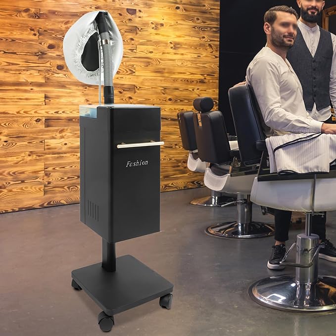 Professional Standing Hair Steamer, Nano Steam Hair Care Machine with Adjustable Time/Temp, Multifunctional Hair Care Equipment with Wheels for Salon & Home Use (Black)