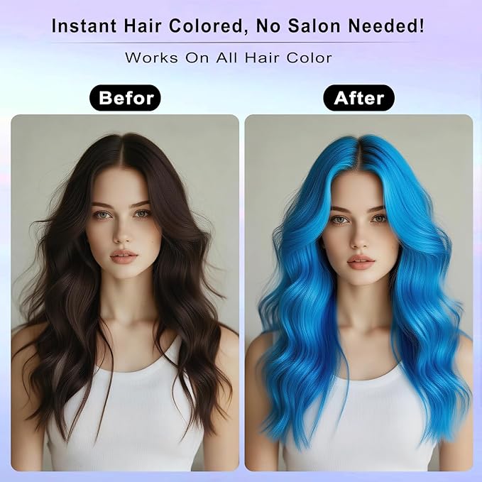 Temporary Hair Color Spray, Temporary Hair Dye Washable & Non-Sticky for Kids Women Men, Gentle Formula Hair Color Dye Pomades Natural Hair Dye for Halloween, Cosplay, Party Makeup(Blue)