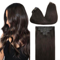 GOO GOO Clip in Hair Extensions Real Human Hair, Remy Human Hair Extensions Clip ins for Women, Natural Human Hair, 20inch 130g 7Pcs, #2 Dark Brown