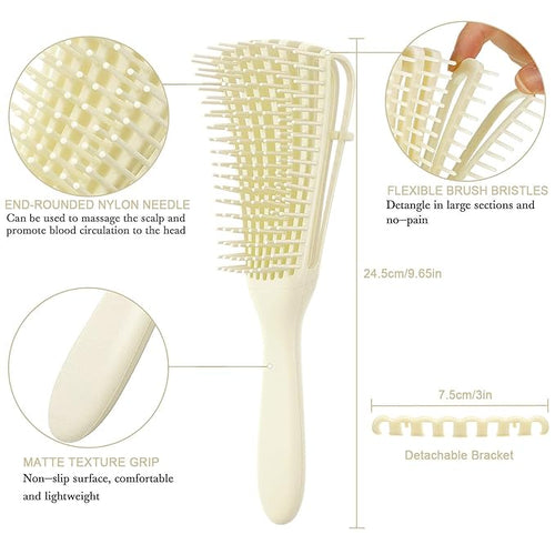 2 Pieces Detangling Brush for Afro America/African Hair Textured 3a to 4c Kinky Wavy/Curly/Coily/Wet/Dry/Oil/Thick/Long Hair, Knots Detangler Easy to Clean (Beige, Black)
