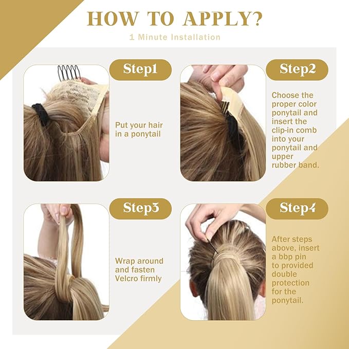 Ve Sunny Hair Extensions Ponytail Real Human Hair Wrap Around Clip in Ponytail Hair Extensions Straight Extensions Human Hair for Women Ash Grey Balayage Platinum Blonde 16inch 80G
