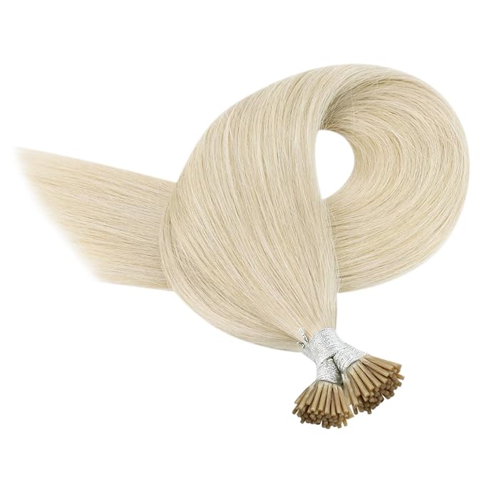 YoungSee I Tip Hair Extensions Human Hair Blonde I Tip Extensions Platinum Blonde 16 Inch Itip Hair Extension Real Human Hair 80s 50g Itip Hair Extension Soft for Engagement