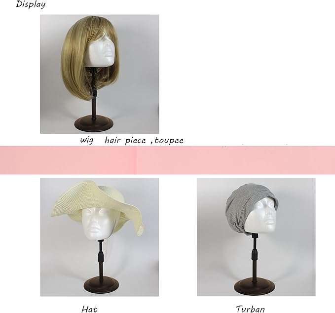 2 PACKS Adjustable wig or hat styrofoam mannequin head holder stand (13”to 17”)