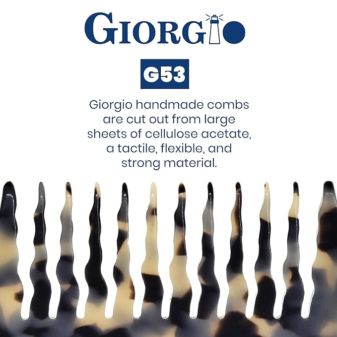 Giorgio G53 Wide Tooth Comb for Curly Hair Detangler, Wide Tooth Combs for Women with Thick Hair, Large Tooth Comb For Wet Hair and Dry, Handmade Rake Comb Detangler Saw-Cut and Hand Polished (8")