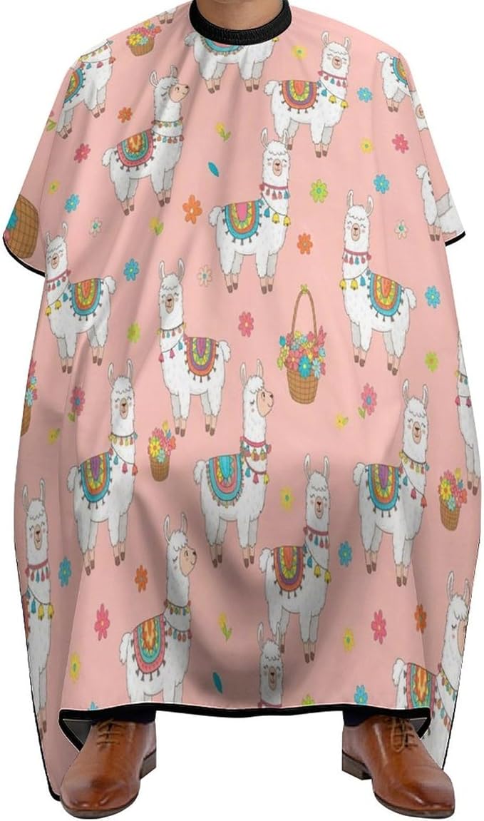 Men Women Adults Pink Llama Hair Cutting Cape, Lightweight Haircut Apron for Styling Hair Cut Hairdresser, Haircut Tools