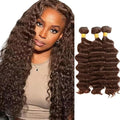 Chocolate Brown Bundles Human Hair Color 4 Deep Wave Bundles 18 20 22 Inch Niegmeag Virgin Soft And Sikly Remy Hair Double Weft Brown Deep Wave Bundle