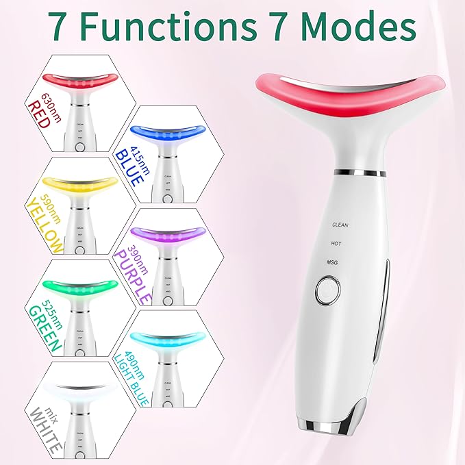 7-in-1 Red-Light-Therapy-for-Face and Neck, Face Neck Massager for Daily Skin Care Routine