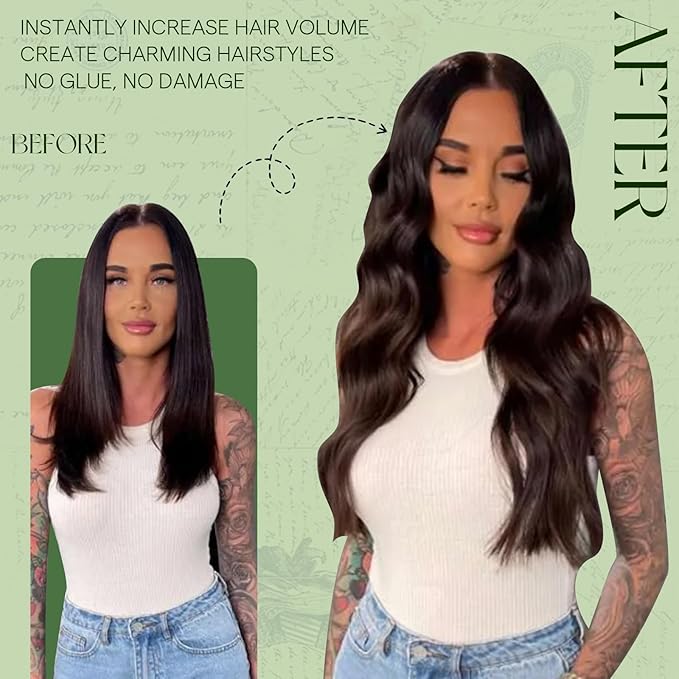 RUNATURE Brown Hair Extensions Clip Ins, 22 Inch Clip in Hair Extensions Real Human Hair, Remy Human Hair Clip in Extensions, Long Straight Hair for Women, Add Length, 120g 7pcs #4 Chocolate Brown