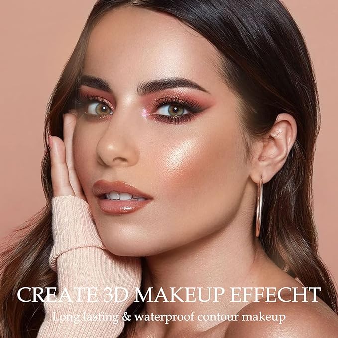 Boobeen Highlight and Contour Stick Dual-ended Contouring Cream Makeup Pencil Kit, Long Lasting & Waterproof Face Bronzer and Highlighter Makeup Stick Shadow Pen, Pack of 1