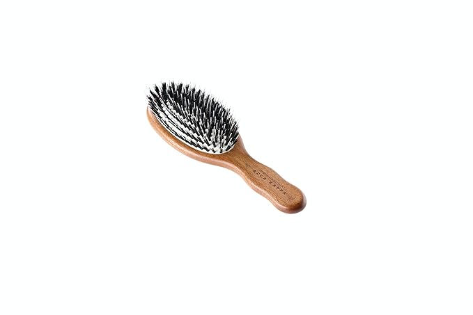 ACCA KAPPA Classic Oval Hair Brush Travel Size Mixed Boar and Nylon Bristles Kotibé Wood Scalp-Massage Detangler