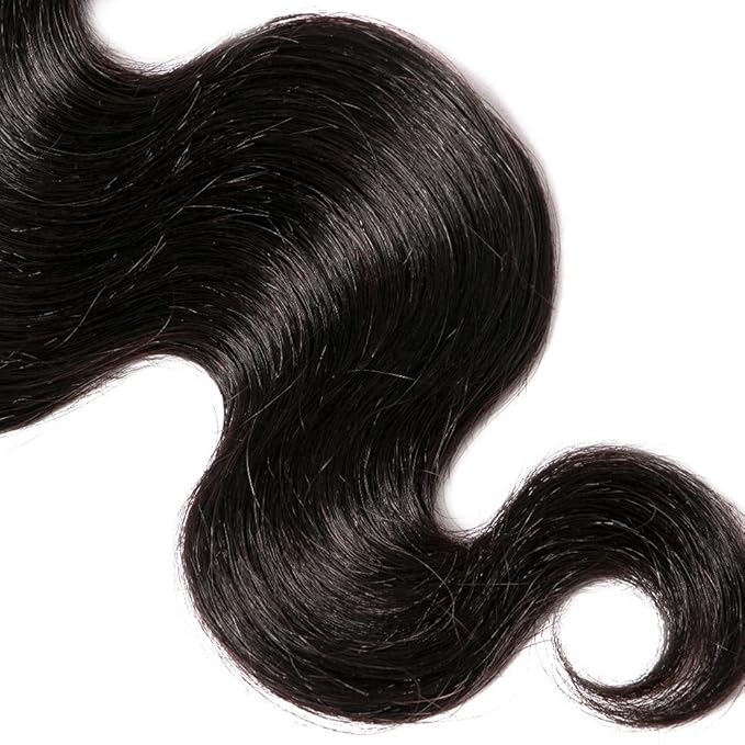 Color 1B Bundles Human Hair Natural Black Body Wave Bundles Double Weft Color 1B Body Wave Hair Weave 16 Inch Brazilian Unprocessed Virgin Remy Hair Extensions