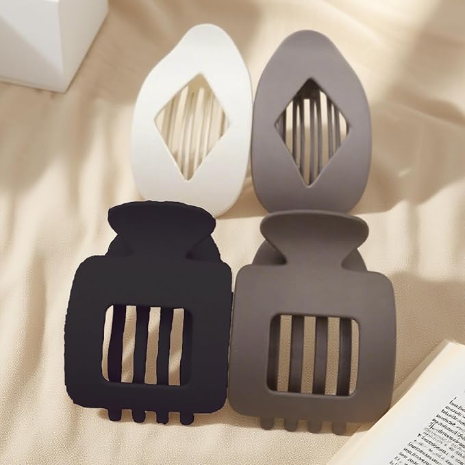 Large Flat Hair Clips for Woman,4PCS French Flat Hair Claw Clips,Duckbill Hair Clips for Thick and Thin Hair,Matte No-Slip Hair Clip Strong Hold Barrettes