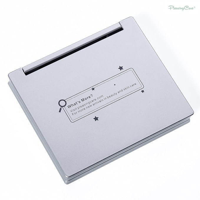 Makeup Mirror with Facial Oil Blotting Paper Sheets – Green Tea 100 Counts, Silver Compact Folding Cosmetic Travel Mirror