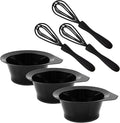 Hair Dye Bowl and Whisk Set - 3 Salon Mixing Bowls and 3 Color Whisks - Professional Hair Color Mixing Kit with Tint Bowls and Mixers for Hair Dye Application