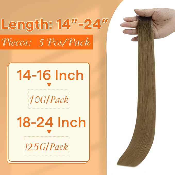 Full Shine Invisi Edge Tape in Hair Extensions Human Hair 24 Inch Color R3 Dark Brown to 8 Light Brown Machine Virgin Wire Hair Extensions Real Human Hair 12.5Grams 5Pcs for Casual Outings Add Length