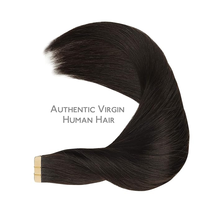 WENNALIFE Tape in Hair Extensions Human Hair, 20pcs 50g 14 inch Dark Brown Remy Hair Extensions for Women Tape Ins Straight Extensiones De Cabello Humano Skin Weft