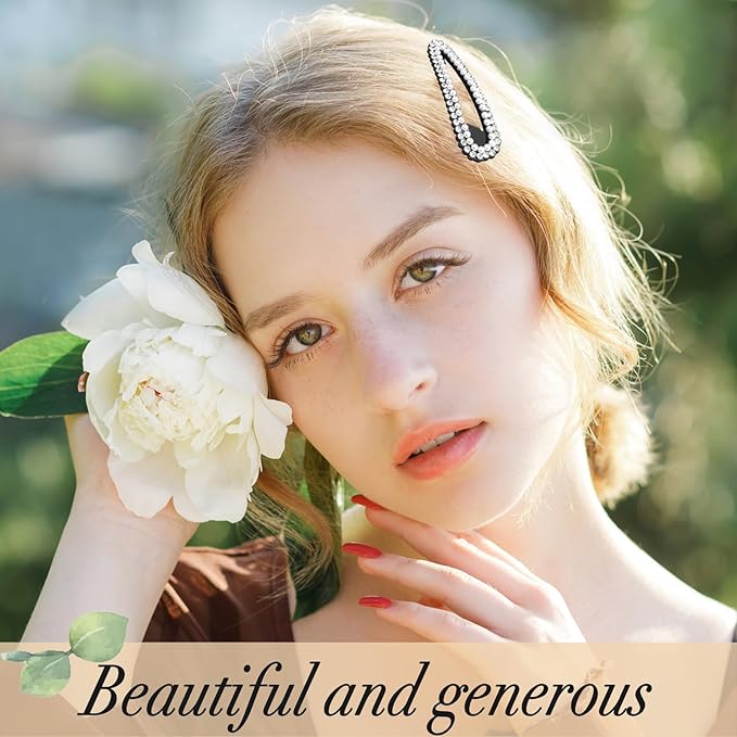 2PCS Rhinestone Hair Clips,Snap Hair Accessories,Decorative Hair Clips,Rhinestone Barrettes For Women Girls(SET11)