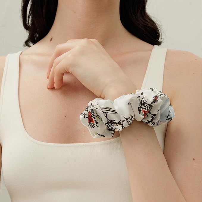 LILYSILK Silk Hair Scrunchies Ties for Frizz & Breakage Prevention 100% Mulberry No Damage Elastic Ponytail Holders, Libra