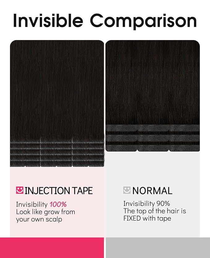 Youngsmile Invisible Tape in Hair Extensions Human Hair, #2 Dark Brown,20pcs 40g,18 Inch Remy Seamless Injection Tape in Human Hair Extensions (#2,18'')