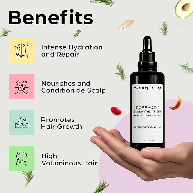 Sebastian Diaz Rosemary Hair Oil Scalp Treatment inspired by THE INNATE LIFE, 100ml 3.4 fl oz Nourishes and Supports Fuller-Looking Hair with Organic Rosemary Oil