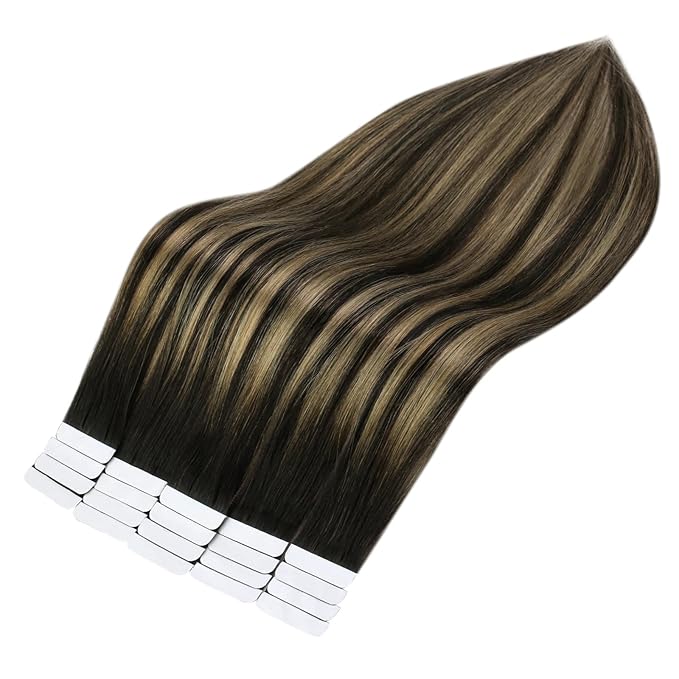 Full Shine Balayage Tape in Hair Extensions Human Hair 22Inch Color 1B Ombre 27 and 1B Remy Hair Tape in Extensions Seamless Invisible 50G 20Pcs Brazilian Natural Double Sided