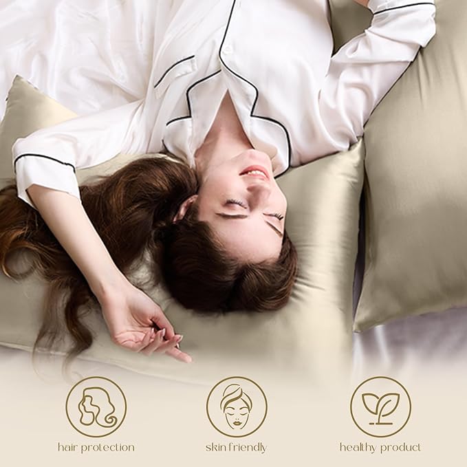 ZIMASILK 100% Pure Mulberry Silk Pillow Cases for Hair and Skin, Soft, Hypoallergenic & Smooth, Both Sides Grade 6A Silk, with Hidden Zipper, Gift for Women Men,1pc (King 20''x40'', Taupe)