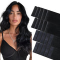GOO GOO Invisi Edge Tape in Hair Extensions Human Hair, 1 Jet black 10pcs injected with 10pcs classical tape ins, 22inch 50g, Virgin Remy Hair, Natural Look