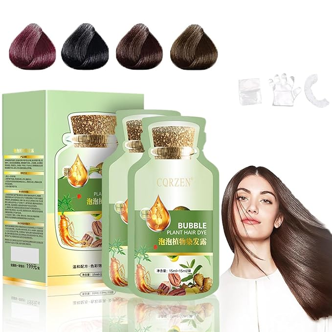 HUANG YI Natural Plant Hair Dye, New Botanical Bubble Hair Dye 30ml 10Packs/Box, Pure Plant Extract for Grey Hair Color Bubble Dye, New Botanical Bubble Hair Shampoo(Coffee)
