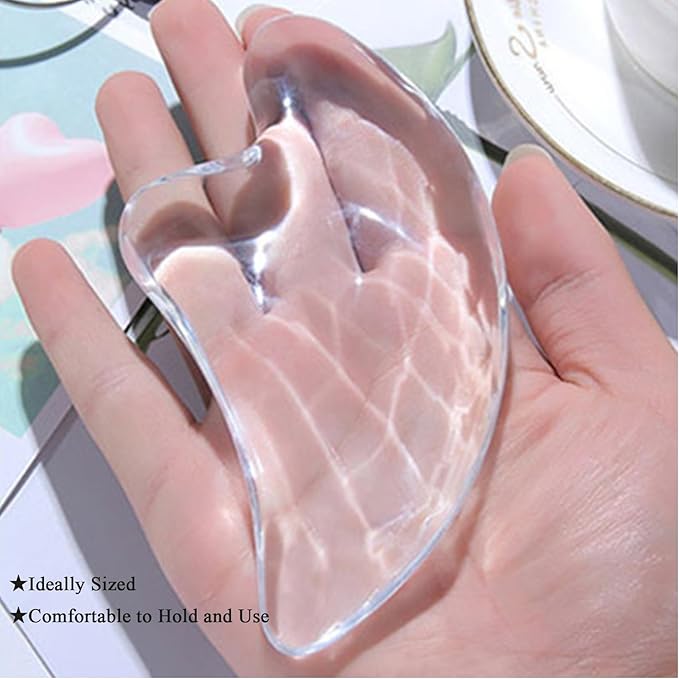 Transparent Gua Sha Facial Tools Natural Resin Face Massage Tool, Body Gua Sha Lymphatic Drainage Massager Fascia Blaster for Cellulite Remove Skin Care, Relieve Muscle Tension and Jawline Sculpting