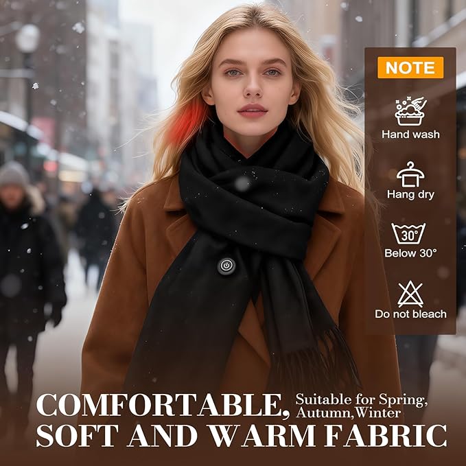 EN'DA professional Heated Scarf for Women and Men with Rechargeable Battery, Winter Electric Scarf for Cold Weather