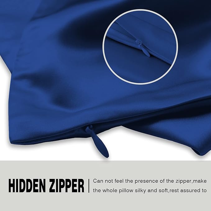 Silk Pillowcase for Hair and Skin,Soft,Breathable and Sliky 100% Standard Size Pillow Cases Set of 2,Both Sides Natural Mulberry Silk Pillowcases with Hidden Zipper(Standard Size 20"X 26",2pcs)