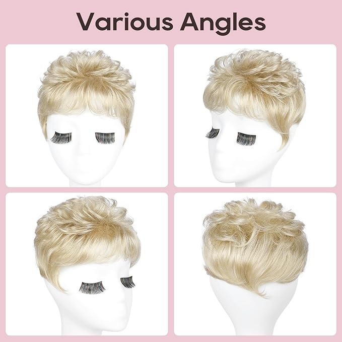 REECHO Hair Topper, Short Wiglet Hair Topper for Women with Thinning Large Coverage Synthetic Top Crown Hairpiece for Women - Golden Blonde