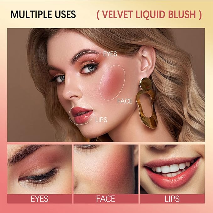 Liquid Blush for Cheeks, Soft Cream Face Blush Makeup, Natural Matte Finish Looking, Smudge Proof, Moisturizing Face Blush Stick for Cheek Tint