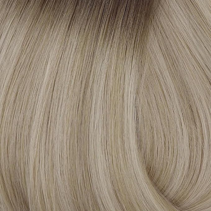 Full Shine Human Hair Clip in Extensions 16 Inch Ombre Dark Brown to Ash Blonde and Platinum Blonde Real Human Hair Clip ins Extension Thick End 8 PCS 120 Grams