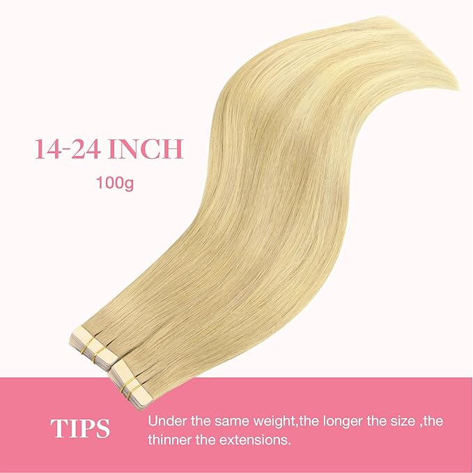 GOO GOO Tape in Hair Extensions Human Hair, 18AT60A Pearl Ash Blonde Highlights, 12inch 80g 40pcs, Skin Weft Seamless Invisible, Silky Straight with Thick Ends, Remy Human Hair