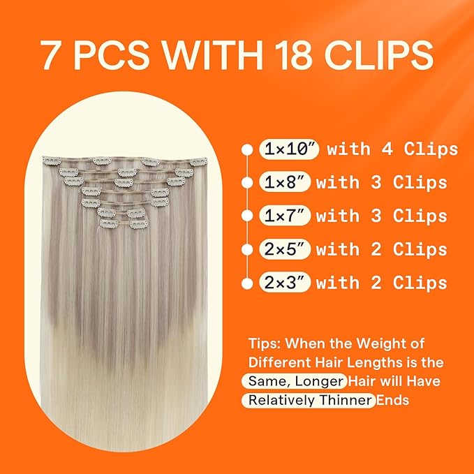 Full Shine Blonde Highlight Clip in Hair Extensions Blonde Hair Extensions Clip in Human Hair Balayage Human Hair Extension for Women for Long Hair 7 Pcs 22 Inch 120 G